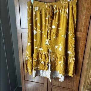 Wonderly Yellow Gold Ruffled Midi Skirt